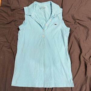 Vineyard Vines Polo Shirt Womens Small Blue Sleeveless Collared Stretch Tagless